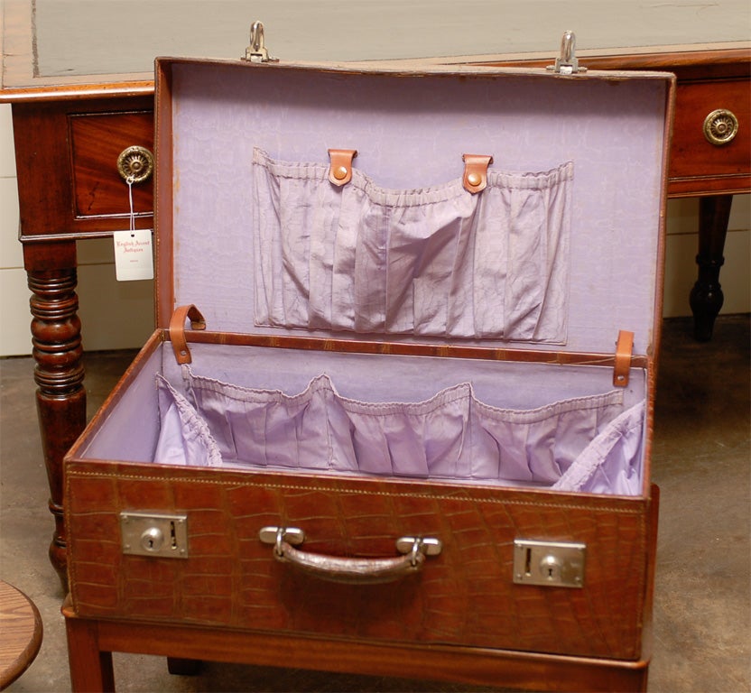 British Colonial Crocodile Case on Custom Stand from the 1920s 1