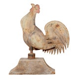Antique Iron Rooster on wooden base