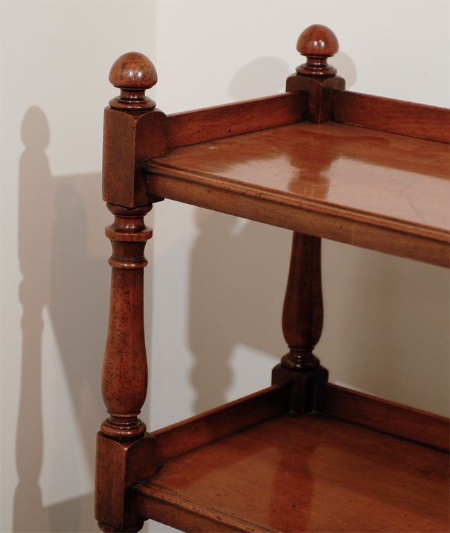 English, 19th Century Mahogany Three-Tiered Trolley on Brass Casters 1