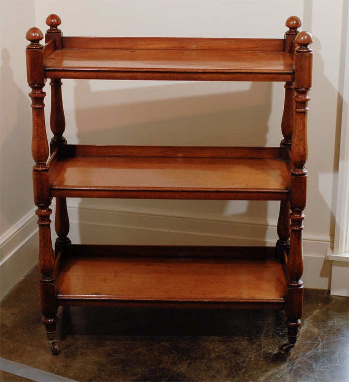English, 19th Century Mahogany Three-Tiered Trolley on Brass Casters 4