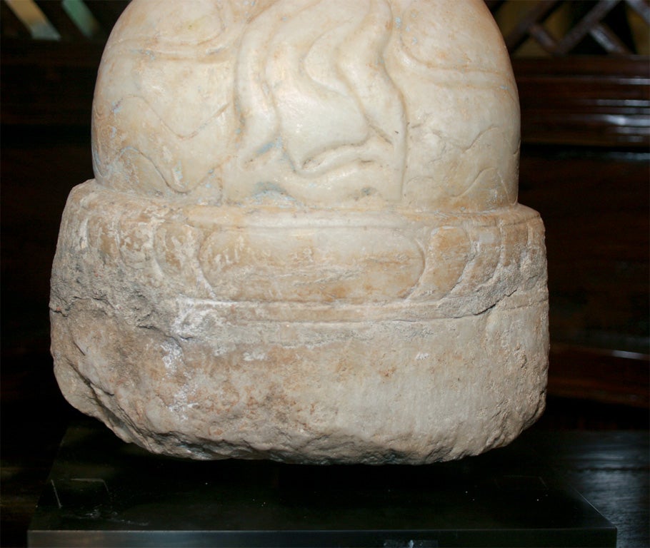 18th Century and Earlier Rare Burmese Shan style alabaster kneeling Buddha 17th century