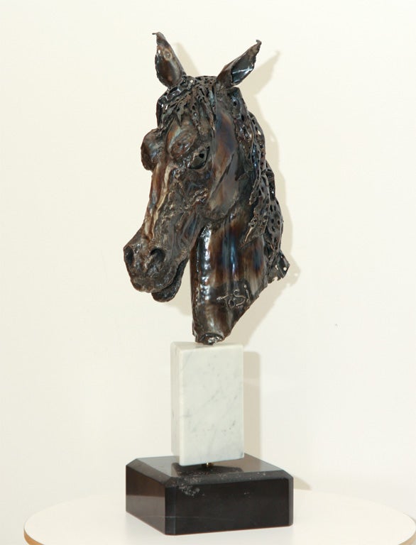 Mid-Century Modern Horse Head Bronze Sculpture For Sale