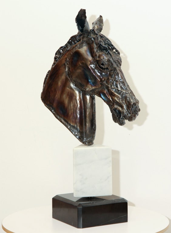 American Horse Head Bronze Sculpture For Sale