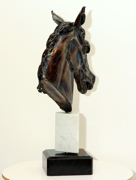 Horse Head Bronze Sculpture In Good Condition For Sale In New York, NY