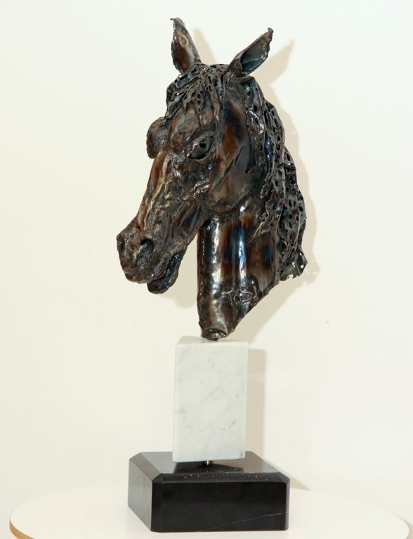 20th Century Horse Head Bronze Sculpture For Sale