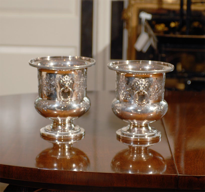 PAIR OF ENGLISH SILVER WINE BUCKETS 3