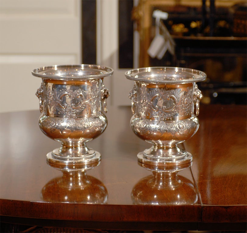PAIR OF ENGLISH SILVER WINE BUCKETS 5