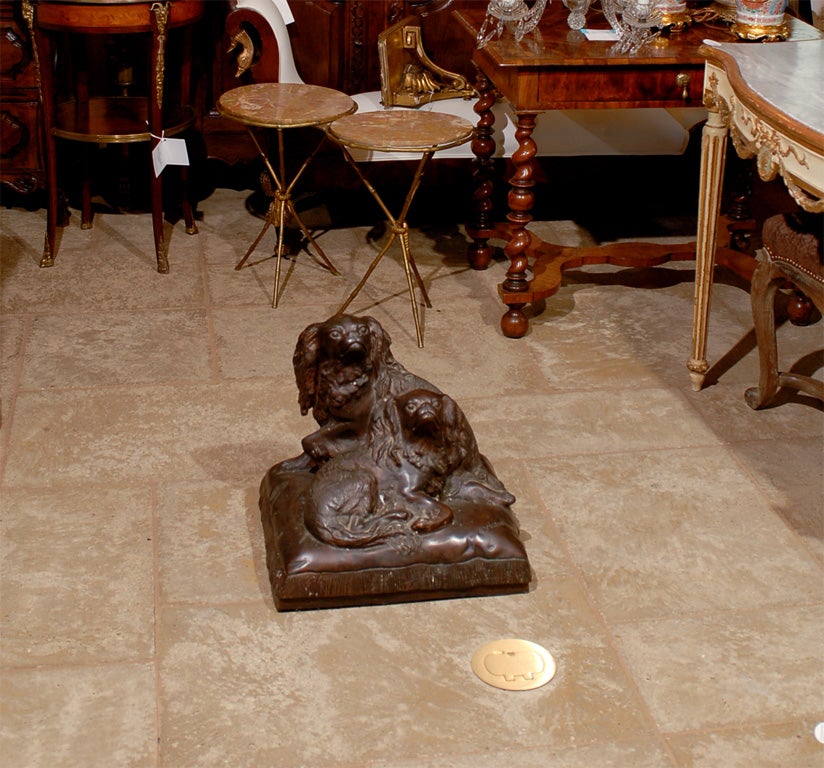 BRONZE STATUE OF KING CHARLES SPANIELS