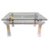 Lucite Base Glass top Coffee Table