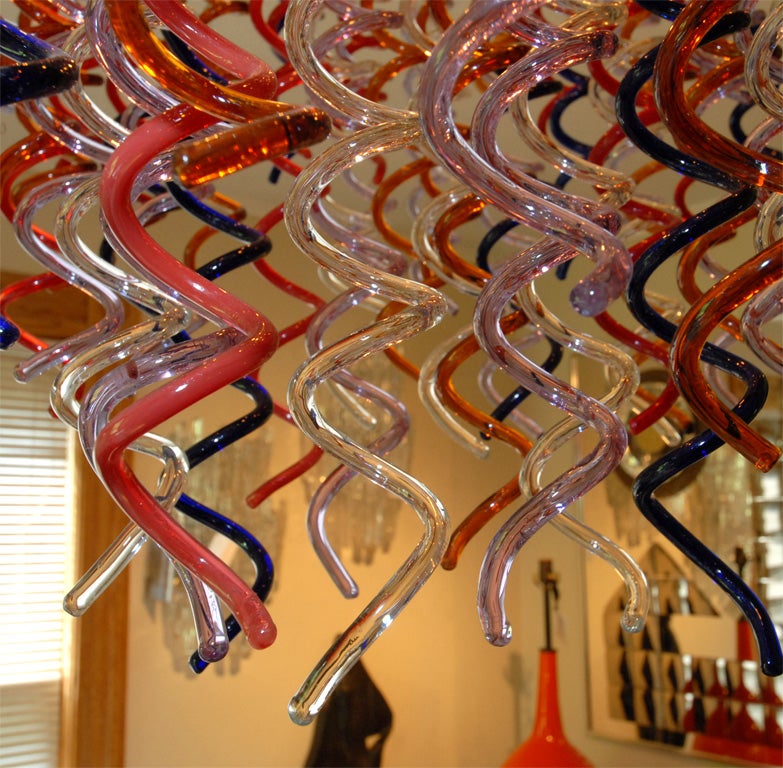 Multi Colored Swiriling Streamers Glass Chandelier 1