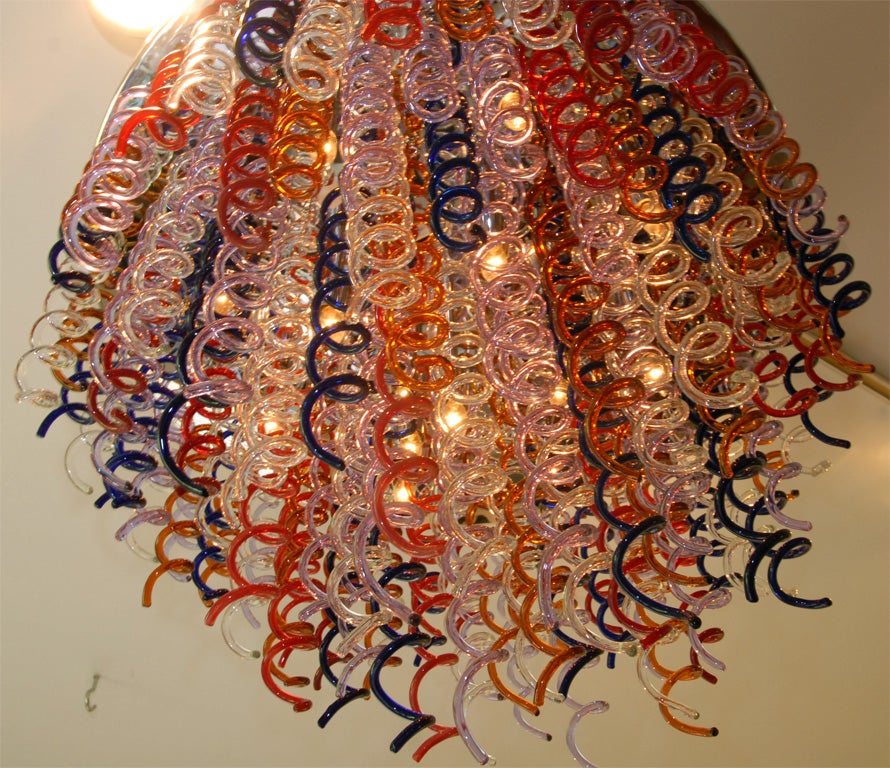 Multi Colored Swiriling Streamers Glass Chandelier 2