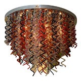 Multi Colored Swiriling Streamers Glass Chandelier