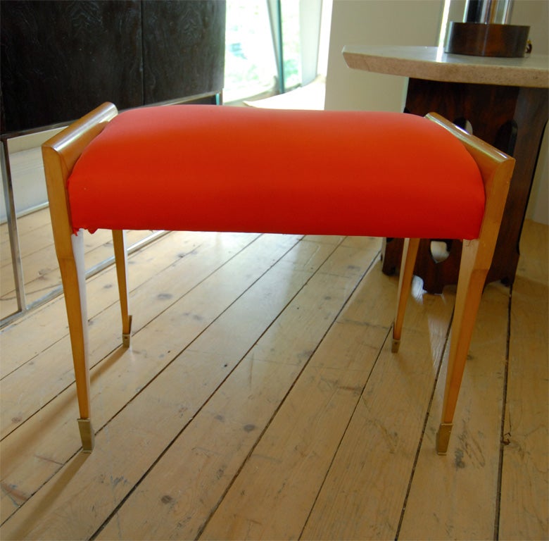 Pair of Red Cushioned Small Benches