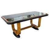 Large Italian Deco table with etched opaline top
