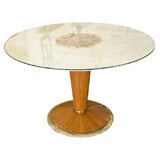 Italian parchment top table with center marquetry