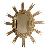 Antique Large hand carved sunburst mirror