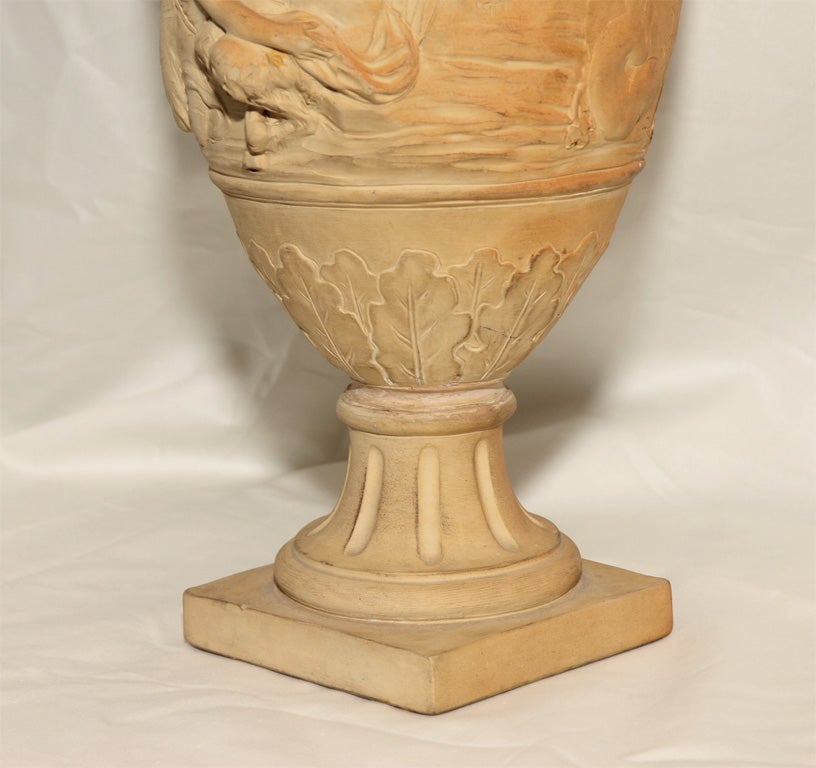 Pair of Terra Cotta Vases with Neoclassical Figures 1