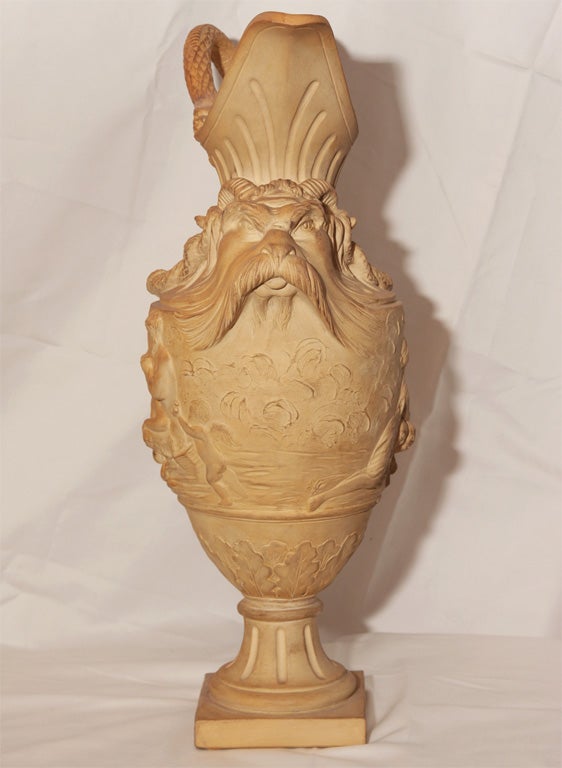 Pair of Terra Cotta Vases with Neoclassical Figures 3