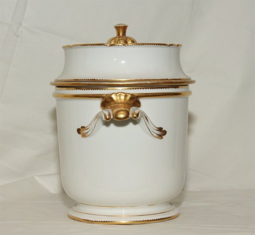 18th Century and Earlier Pair of 18th Century French White and Gilt Antique Porcelain Fruit Coolers