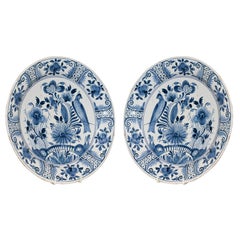 Pair of  Blue and White Dutch Delft Chargers