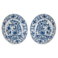 Pair of Blue and White Dutch Delft Chargers