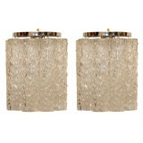 Pair of Chrome Tubular Sconces By Venini