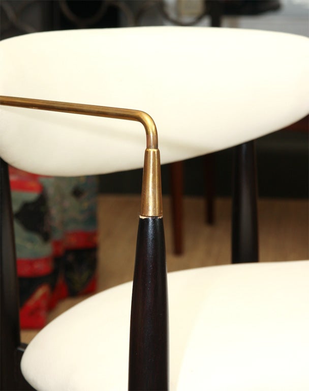 Pair of Kofod Larsen Chairs in Wood and Brass 2