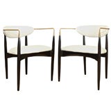 Pair of Kofod Larsen Chairs in Wood and Brass
