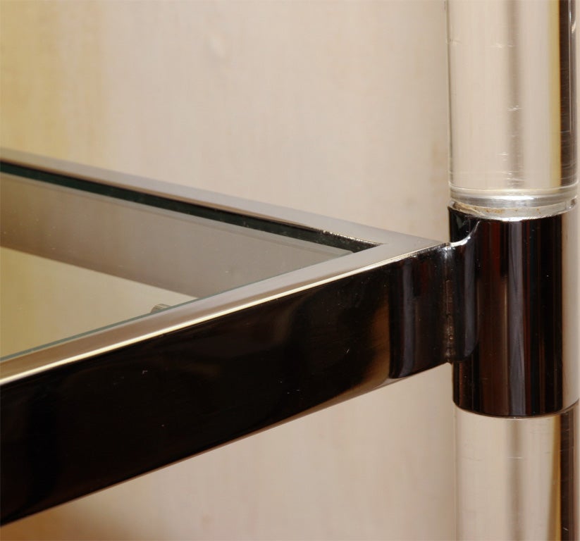 Pair of Chrome and Lucite Etageres