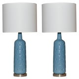 Pair Periwinkle Blue Ceramic Lamps