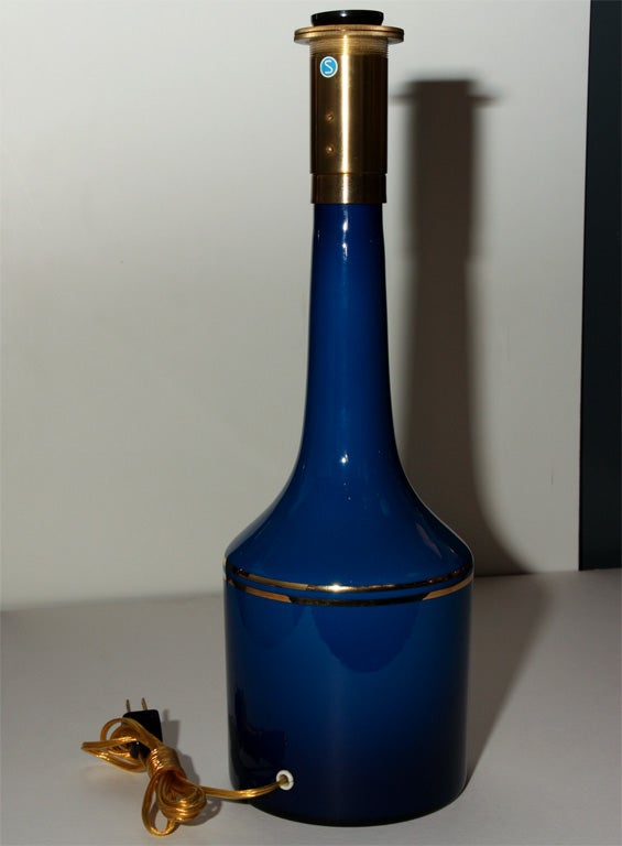 Pair of Cobalt Blue Glass Lamps by Lyktan Haus 1