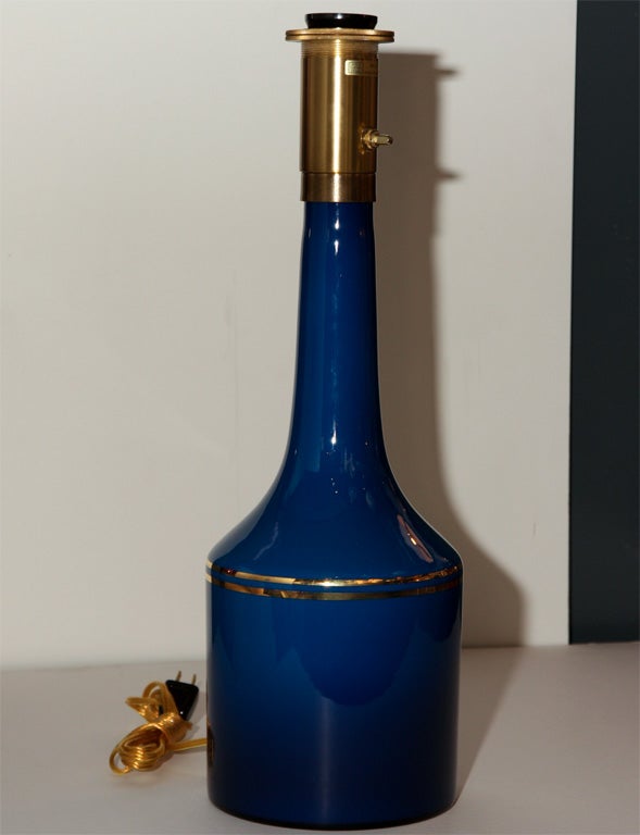 Pair of Cobalt Blue Glass Lamps by Lyktan Haus 2