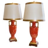 Pair Vintage Red Italian Lamps