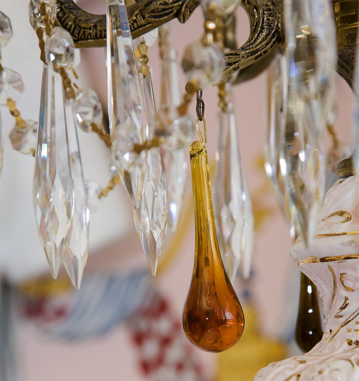 Brass Capodimonte Cherub Candelabra Table Lamp