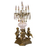 Vintage Capodimonte Cherub Candelabra Table Lamp