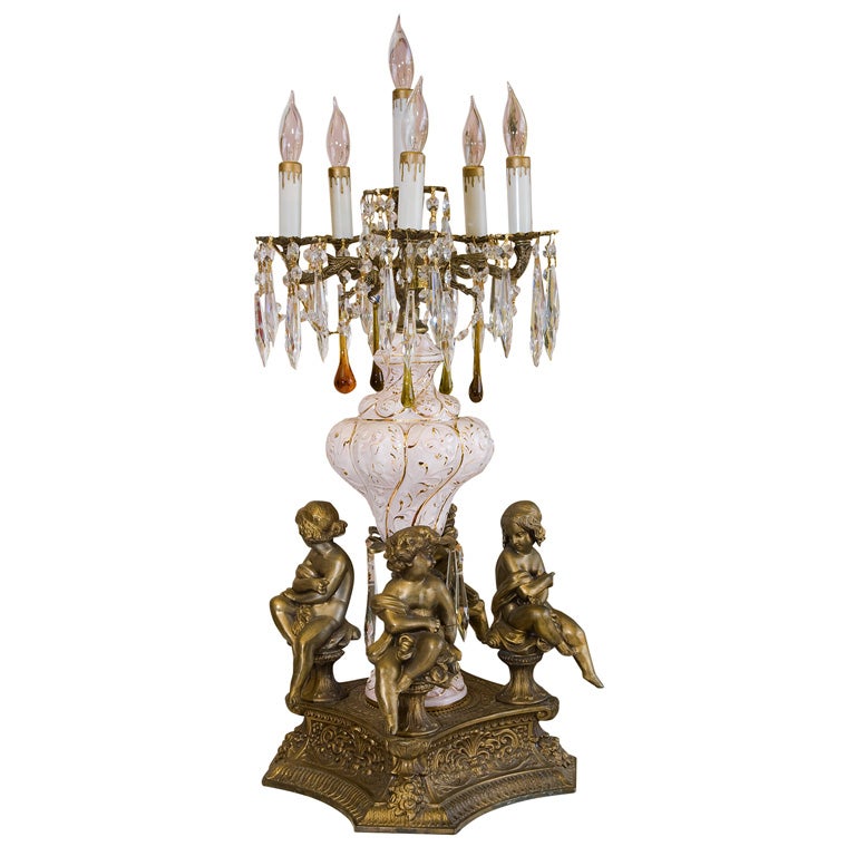 Capodimonte Cherub Candelabra Table Lamp