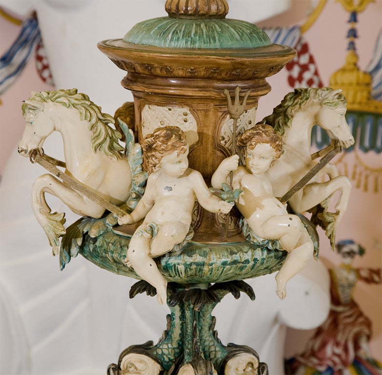 Unknown Crystal Seahorse Cherub Candelabra Lamp