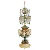 Vintage Crystal Seahorse Cherub Candelabra Lamp