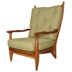 Large Guillerme & Chambron French Oak Lounge Chair
