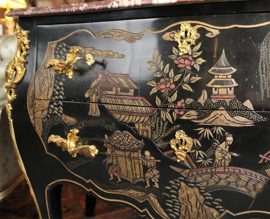 Maison Jansen Chinoiserie Bombe Chest In Excellent Condition In Manhasset, NY