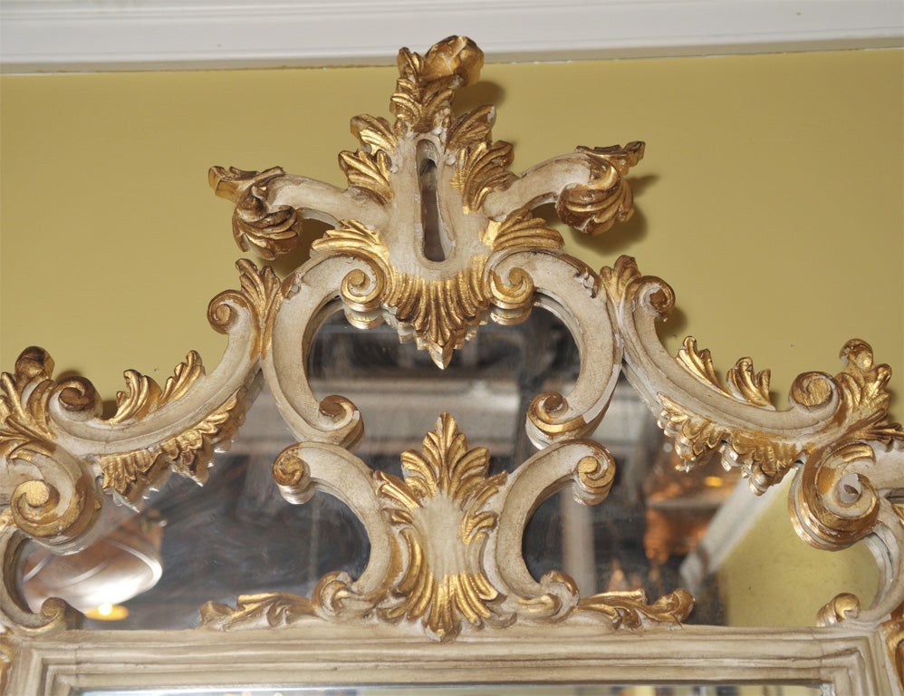 French Beautiful Parcel and Gilt Over the Mantle Mirror
