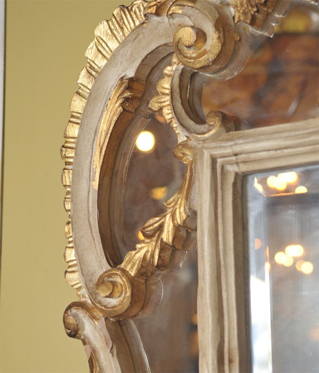 Beautiful Parcel and Gilt Over the Mantle Mirror In Excellent Condition In Stamford, CT