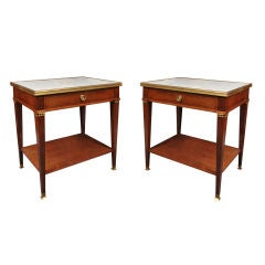 Pair Maison Jansen Mahogany End Tables