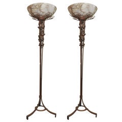 Pair of Antique Iron Standing Lamps