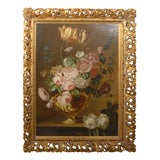 Antique Still Life with Tulips and Roses in an Urn