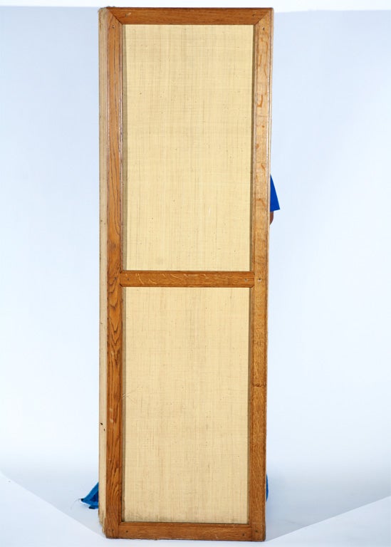 Mid-20th Century 1940's French Grass Cloth Folding Screen For Sale