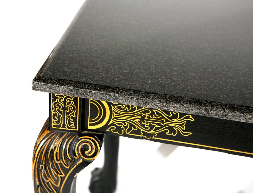 Chippendale Edwardian Black-Lacquered and Parcel-Gilt Center Table For Sale