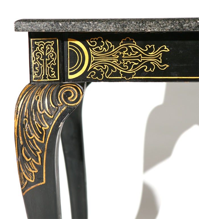 Italian Edwardian Black-Lacquered and Parcel-Gilt Center Table For Sale