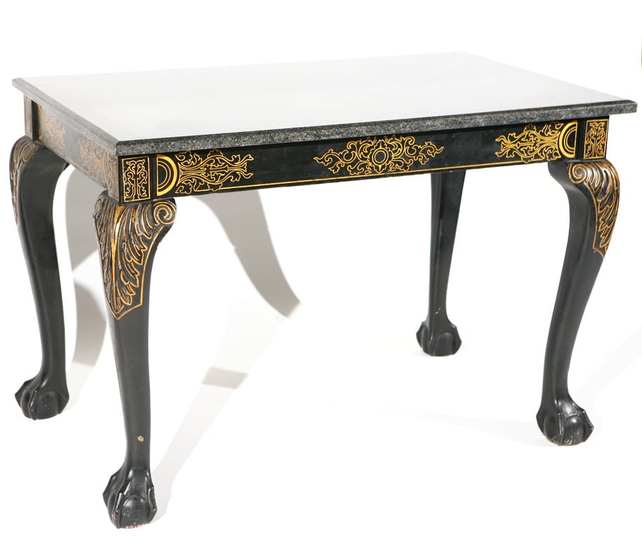 Early 20th Century Edwardian Black-Lacquered and Parcel-Gilt Center Table For Sale