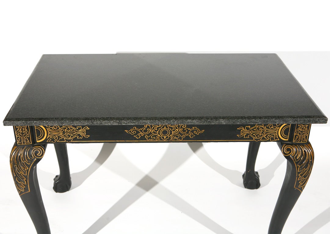 Edwardian Black-Lacquered and Parcel-Gilt Center Table For Sale 1